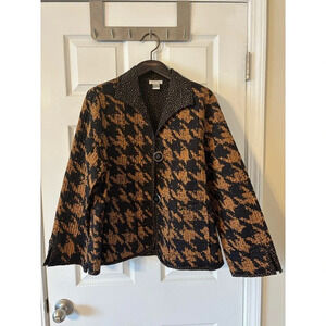 Patty Kim reversible brown and black quilted cotton jacket sz XL